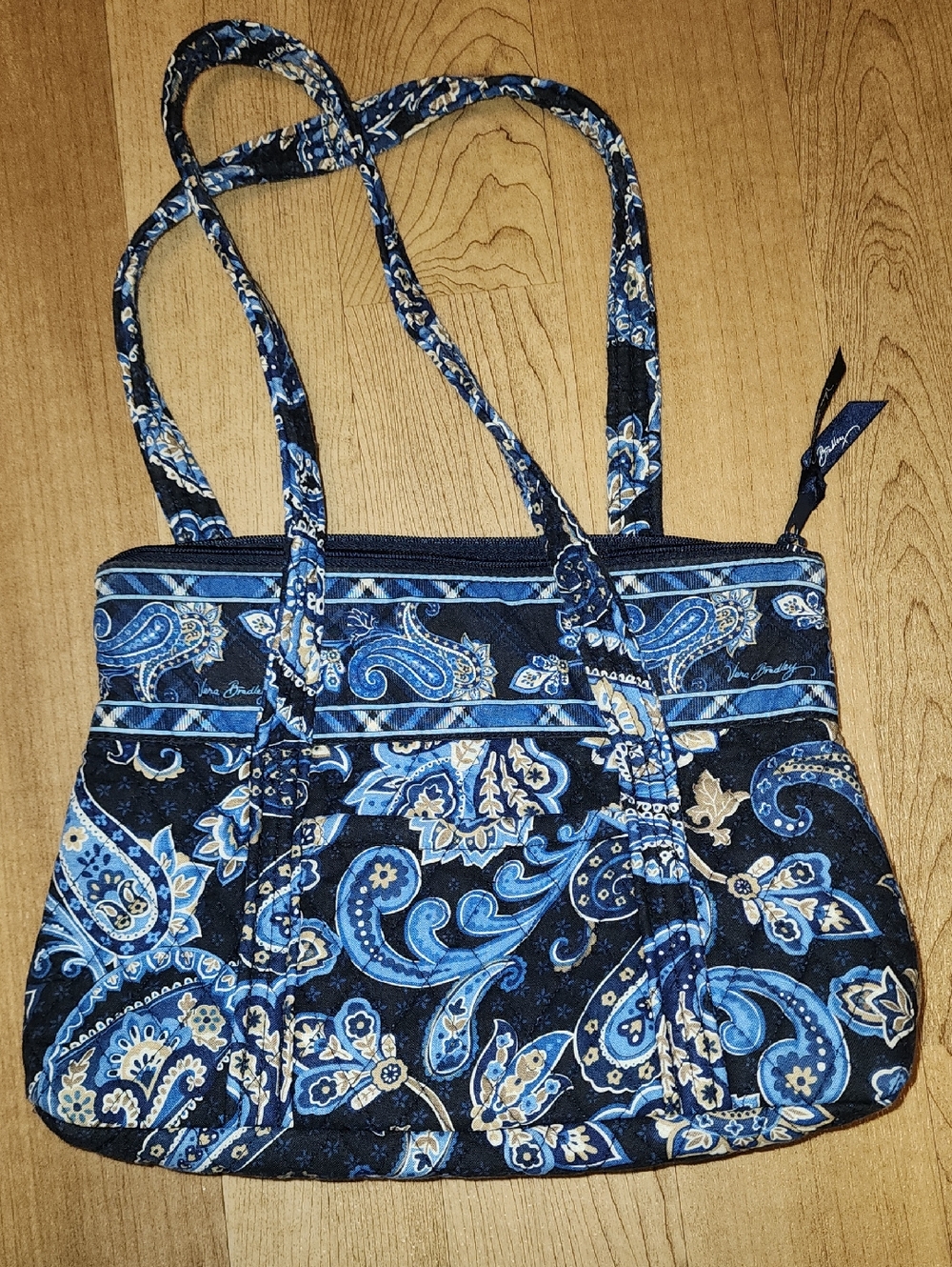 Vera Bradley Navy, Light Blue and Cream Paisley Quilted Tote